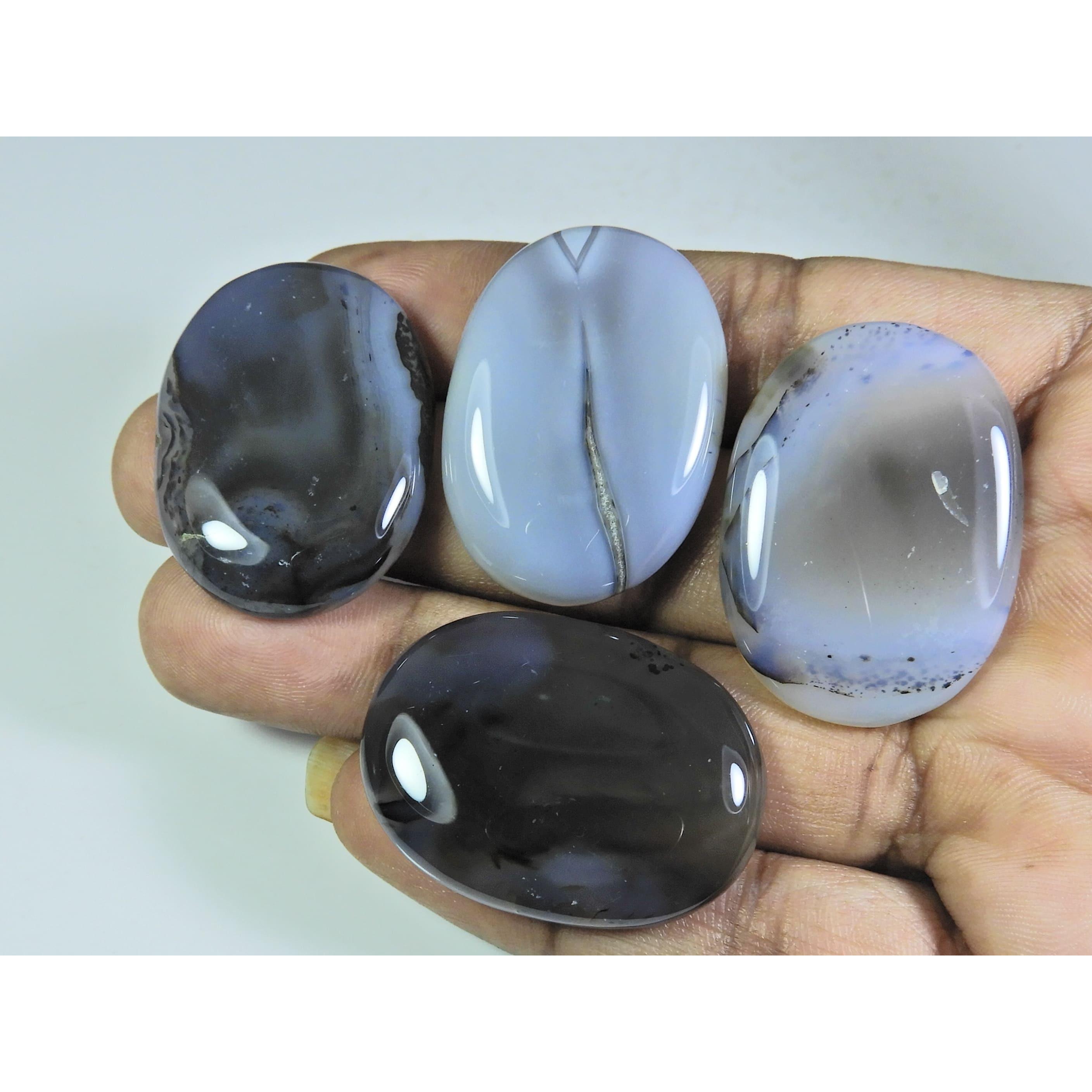 

234 карата. Натуральный ботсванский агат овальный кабошон рассыпной драгоценный камень лот 4 шт. A-672