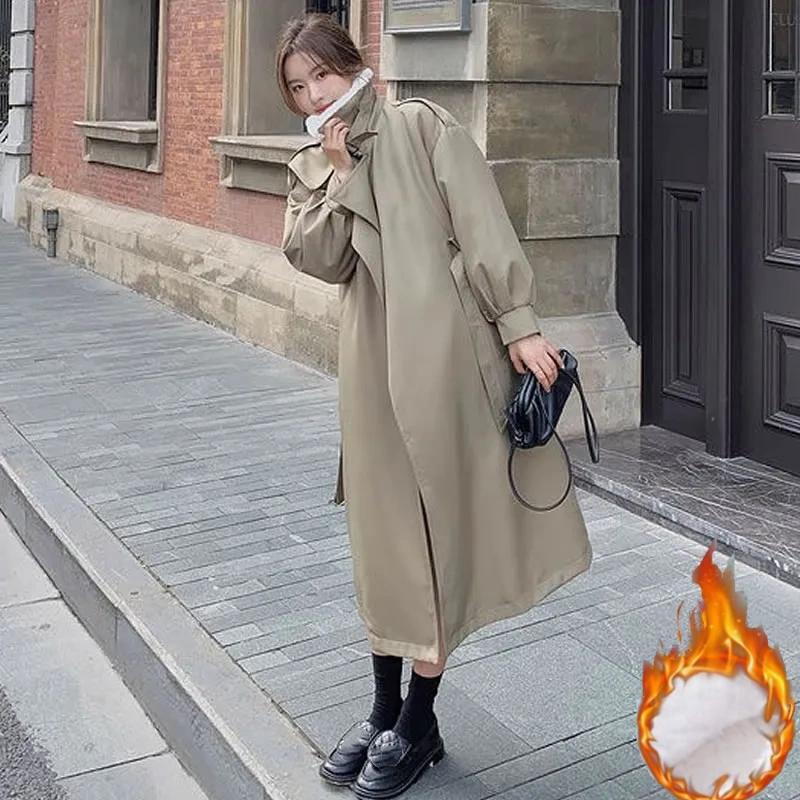 Plus Velvet Thick Windbreaker-style Jacket Women's Long Winter Cotton-padded Jacket Cotton-padded Jacket Trend