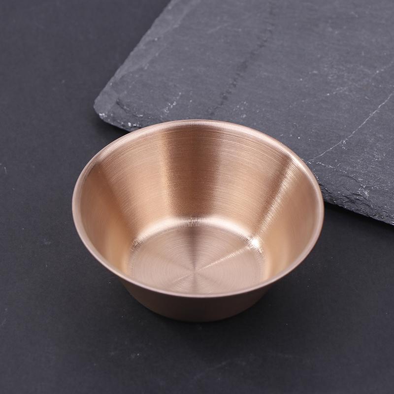 1Pc Stainless Steel Small Round Seasoning Dish  Pot Dipping Bowl Soy Sauce Cup Sushi Vinegar Soy Saucer Container Tray