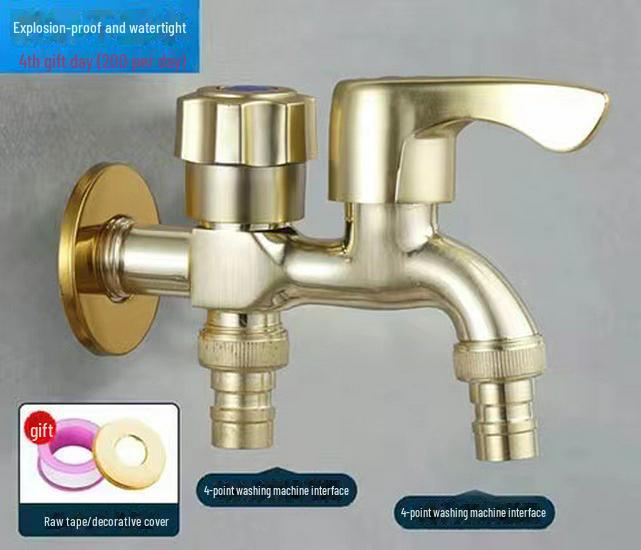 Waschmaschinen-Wasserhahn mit zwei Ausgängen und erweiterter Konstruktion für Wischbecken