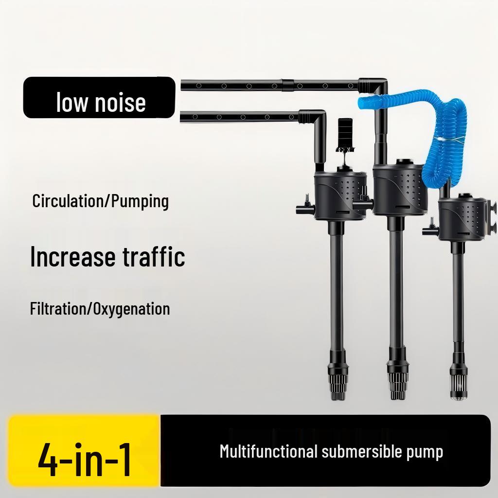 Silent Aquarium Pump: 3-in-1 Filter, Circulation, and Oxygenation for Small Tanks
