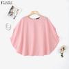 ZANZEA Women Casual Round Neck Dolman Sleeve Summer Stripe Blouse