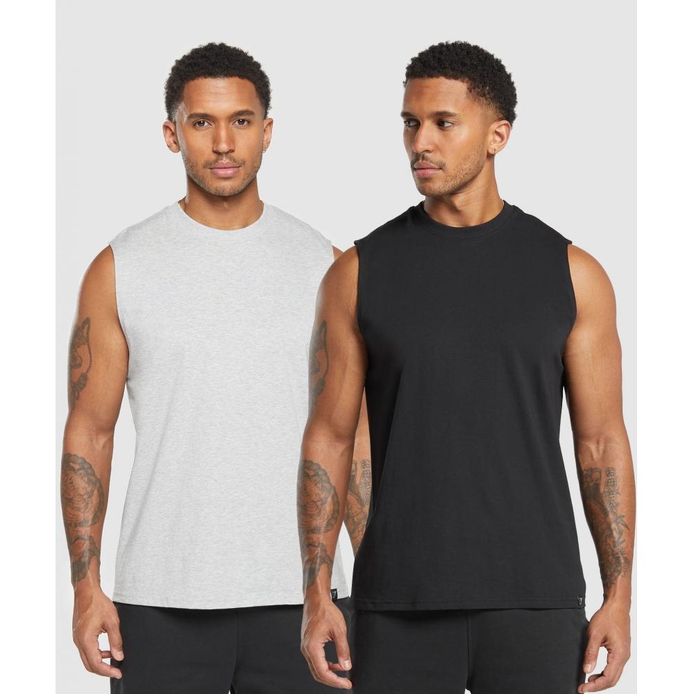 

Gymshark Everyday Tank 2 Pack Black Light Grey Core Marl A2b5e Gc77 XS