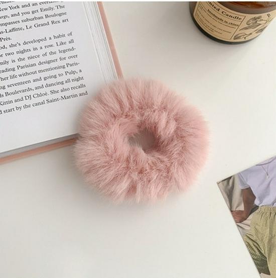 Girls' Candy Color Plush Rabbit Fur Hair Band - Cute, Versatile Student Bun Accessory