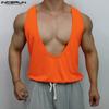 INCERUN Summer Men Deep U Neck Sleeveless Sport Casual Loose Tank Tops