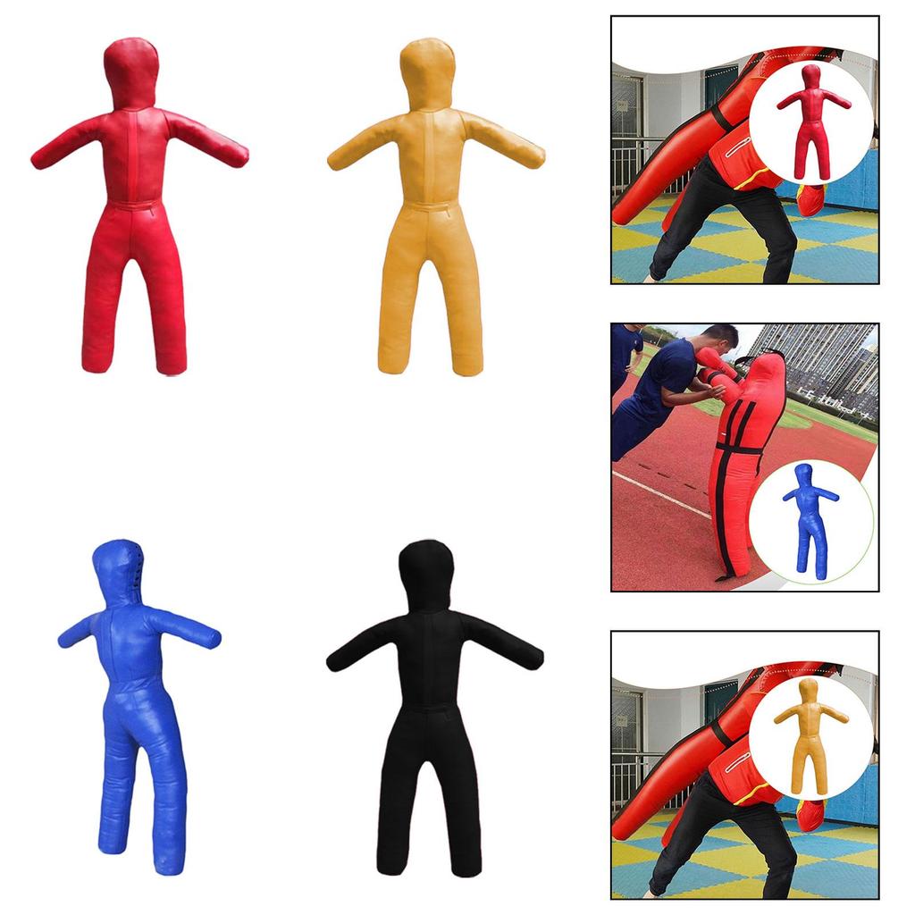 Kids Wrestling Dummy 43.3" Height Unfilled Exercise Easy Carrying Kickboxing Training Equipment Multiuse Sturdy PU Leather