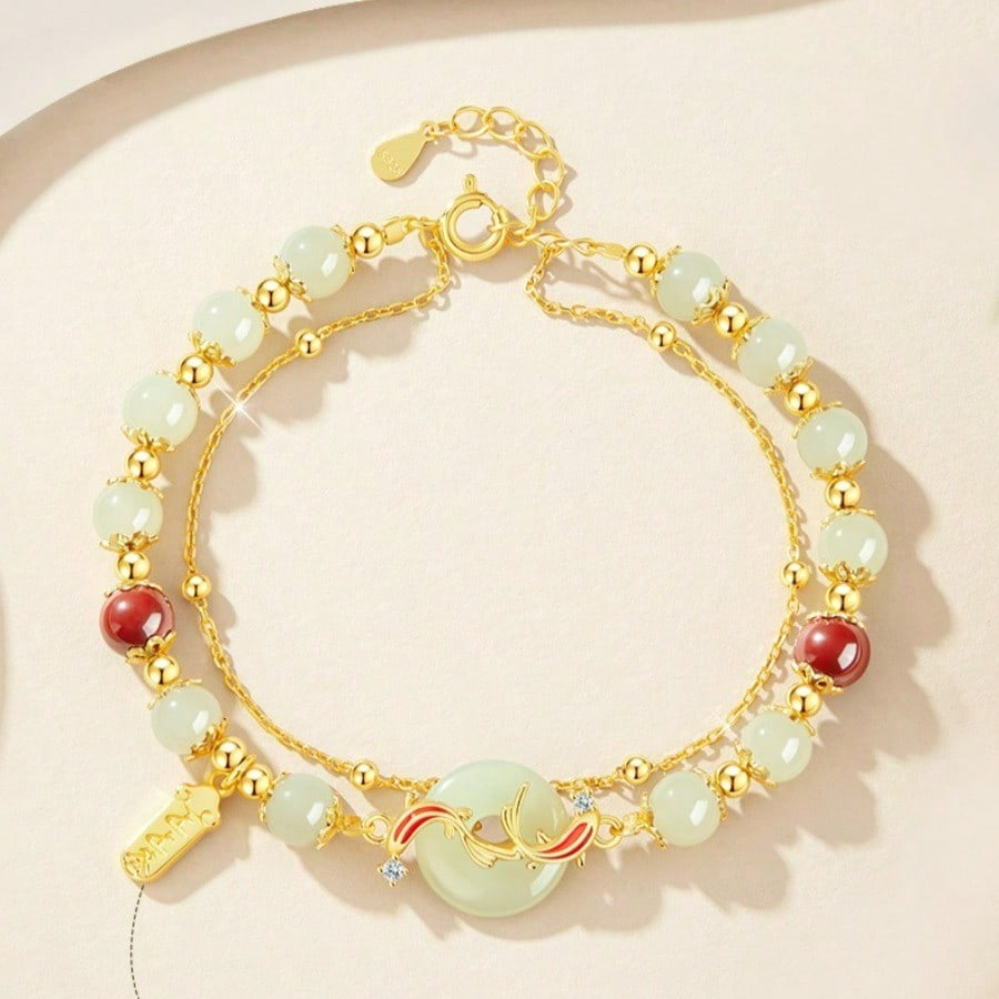 Retro women beaded bracelet women's light luxury niche design imitation jade bracelet Valentine's Day gift
