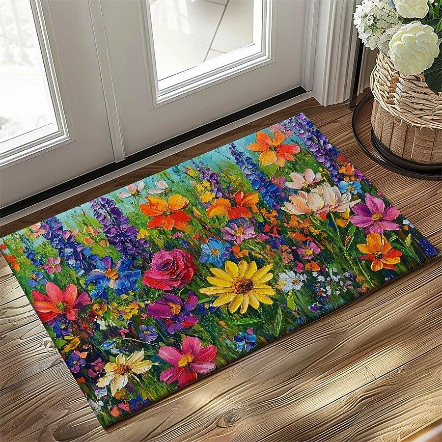

Floral Doormat Kitchen Mat Floor Mat Non-Slip Area Rug Indoor Outdoor Mat Bedroom Decor Mat Entrance Rug Spring Summer 40cm x 60cm