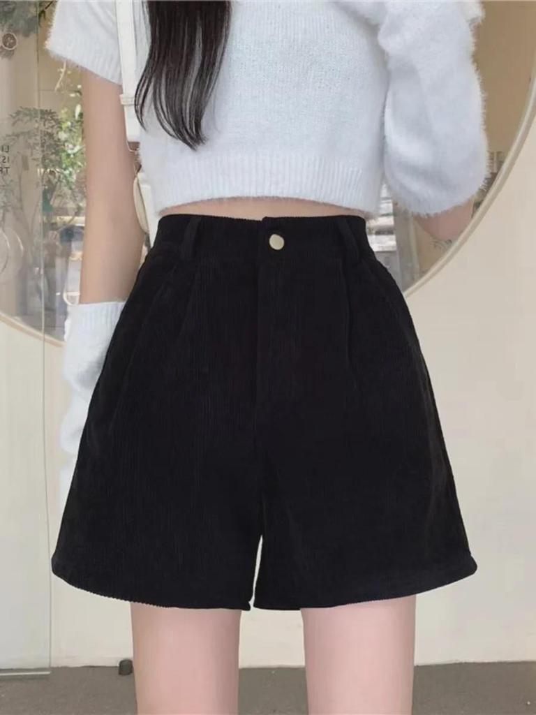 High Waist Corduroy Wide-Leg Shorts: Spring & Autumn 2023 Collection for Women