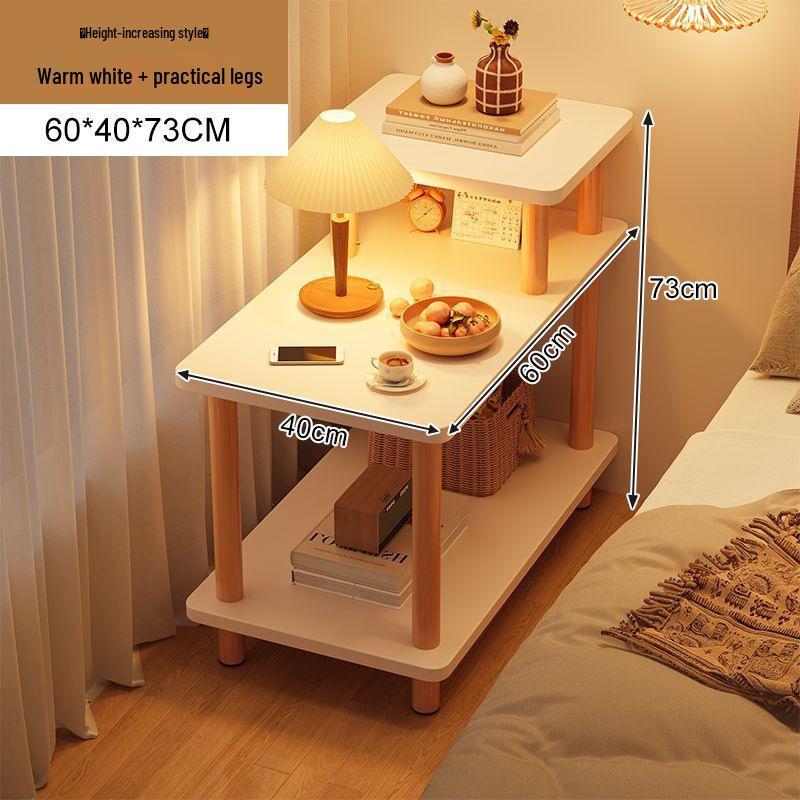 Compact Bedside and Coffee Table with Storage Shelf for Small Spaces