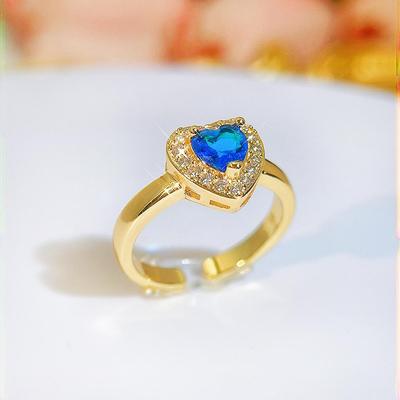 CMM Anello regolabile con apertura a forma di cuore in zircone cubico a forma di cuore in stile bohémien, unico nel suo genere, per feste e festività, con accessori per gioielli da donna per l'amante.