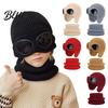 Soft Elastic Knit Hat for Outdoor Play 1 Set Neck Warmer Kids Winter Earflap with Goggles Warm Gaiter Boys Girls Fleece Lined Aviator Cap Windproof