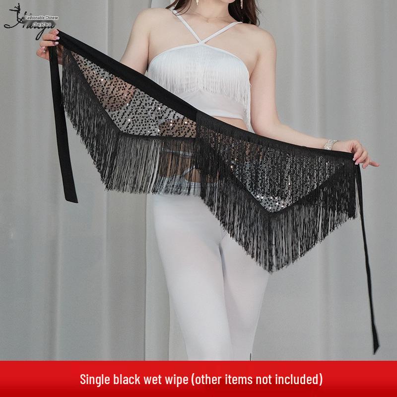 Belly Dance Sequin Tassel Hip Scarf for Stage Performance and Practice