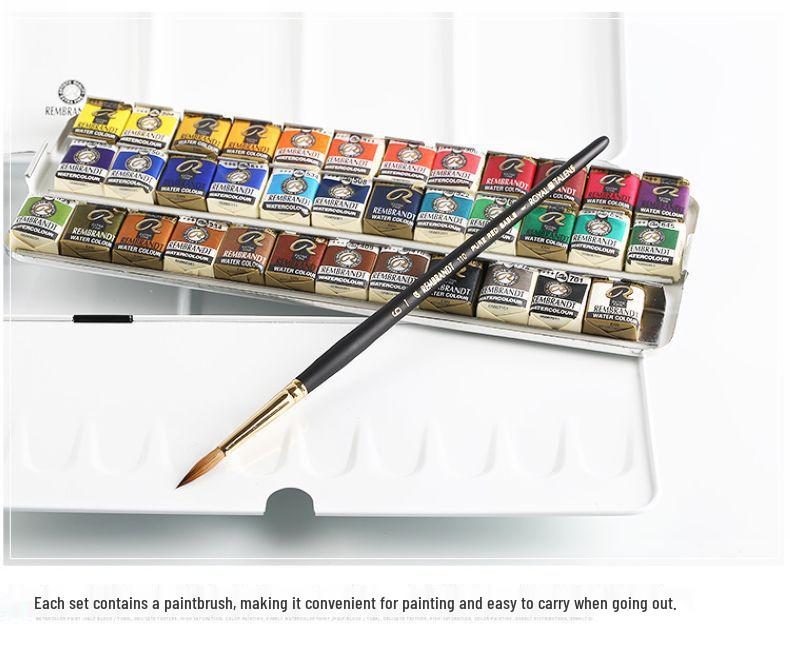 REMBRANDT Solid Watercolor Set: 36/24/12 Color Palette for Artists