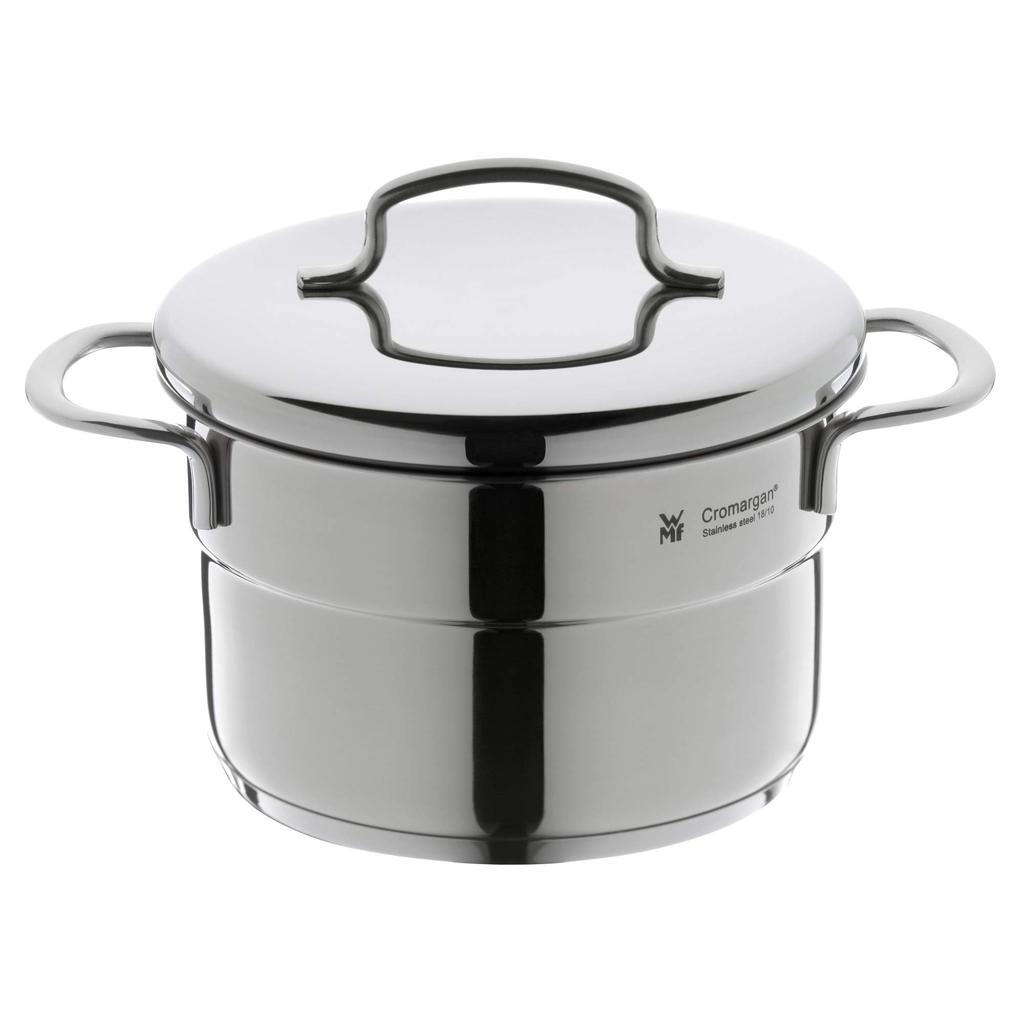 WMF High Stainless Steel 14cm Deep Induction and Gas Simple W0714776040 "Mini Casserole" Double-Handled Pot, Compatible, Design,