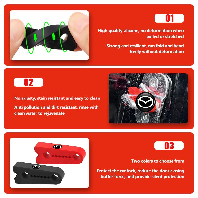 AAFC1 4PCS Car Shock Absorber Silicone Door Lock Sound Buffer Damper For Mazda Axela Speed 6 CX3 CX4 CX5 CX7 CX8 CX9 MS Demio