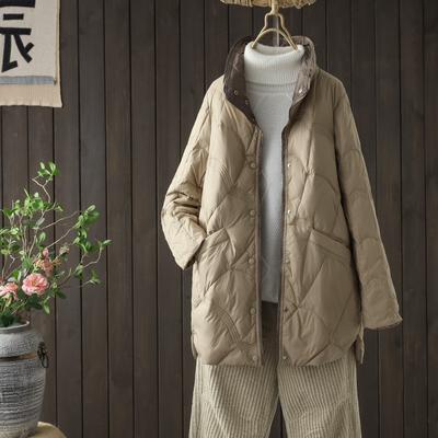 Women X-long Ultra Lightweight Winter Jacket  White Duck Down Warm Fashion Vintage Slim Fit Down Parka