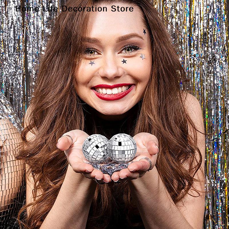 10pc Hanging Disco Ball String, Reflective Mini Mirror Disco Ball Decorations for Disco Party Wedding Festival Birthday Party