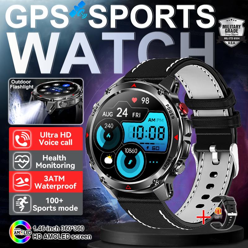 New Outdoors Military GPS Sports Smart Watch Women Dual-Band GNSS Compass Altimeter 3ATM Waterproof BluetoothCall Smartwatch Men
