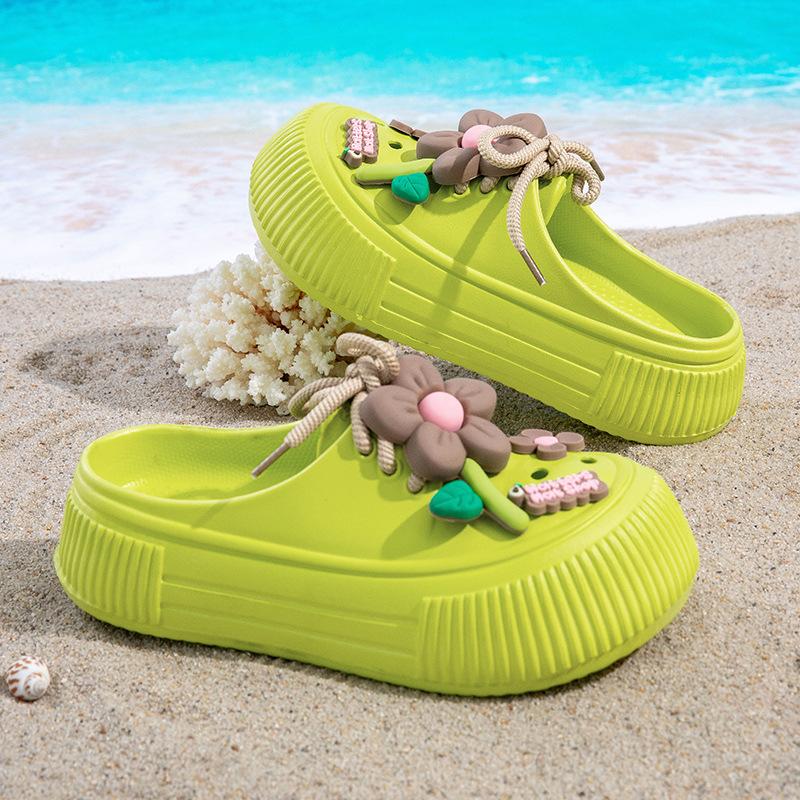 Fashion 2025 Summer Women Slippers Cute DIY Flower Platform Sandals Casual Indoor Outdoor Clogs Beach Slides Female Home Garden Shoes