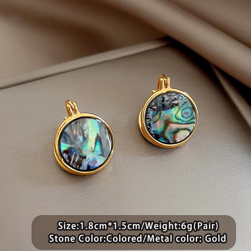 

Luxury Abalone Shell Round Earrings for 2026 Women s Unusual Ear buckle Party Trendy Jewelry Young Girl’s Gold Color Accessories