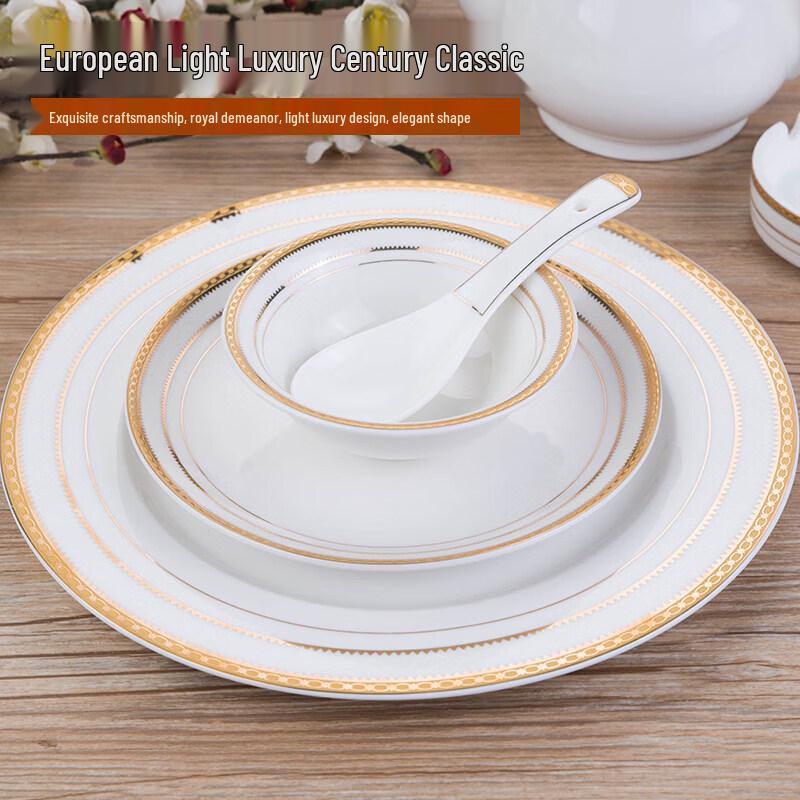 Diruien Luxury Gold-Embossed Ceramic Tableware Set