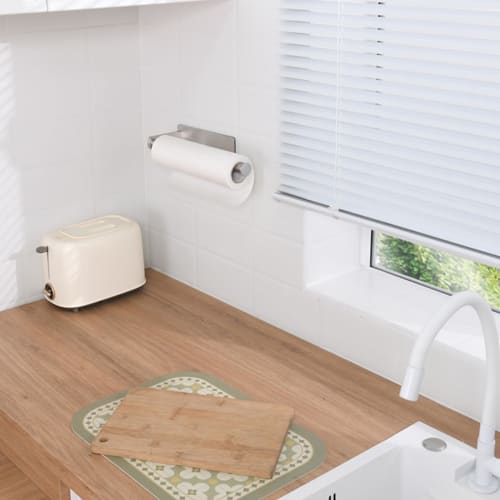 Wowfill Magnetic Stainless Steel Folding Towel Bar, Kitchen Paper Holder, No Drilling Required, Kitchen & Bathroom Storage (Magnetic, 30cm, Silver)