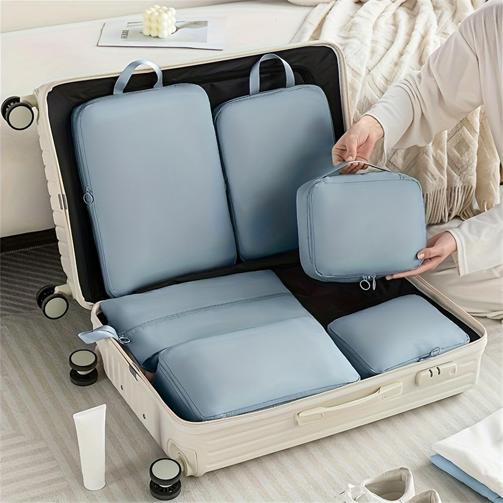 [Easy-Clean] Compression Packing Cubes | 6pcs Set | Polyester | Easy-Clean, Lightweight | Travel Organizer | Luggage and Clothes Sorting