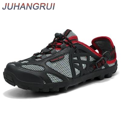 Sandálias masculinas para trilhas aquáticas, secagem rápida, ideais para caminhadas na água, respiráveis e confortáveis. Disponíveis em tamanhos grandes.