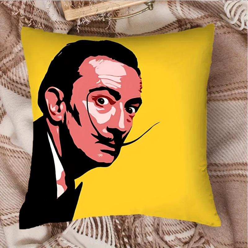 1Pc Surrealist Artist Salvador Dali Polyester Cushion Cover 2D Double-Sided Print, Decorative Pillow Case For Home Decor, Ideal