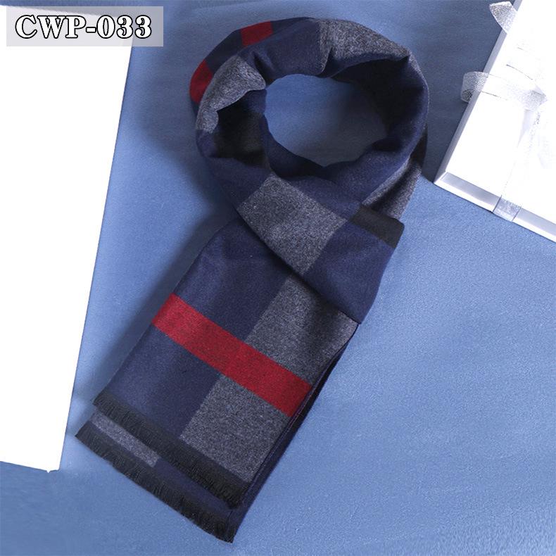 2025 Winter Men's Black Grey Plaid Imitation Cashmere Scarf