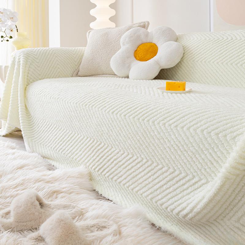 Sofa Towel Non-Slip Full Covered Universal Sofa Cushion Premium Dustproof Cover Cloth Plush Winter Sofa Cover
