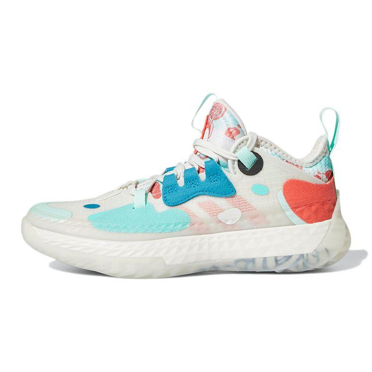 Adidas Harden Vol. 5 Fabric Durable Low-Top Kids Basketball Shoes Kids Basketball Shoes White Green Red FZ5454
