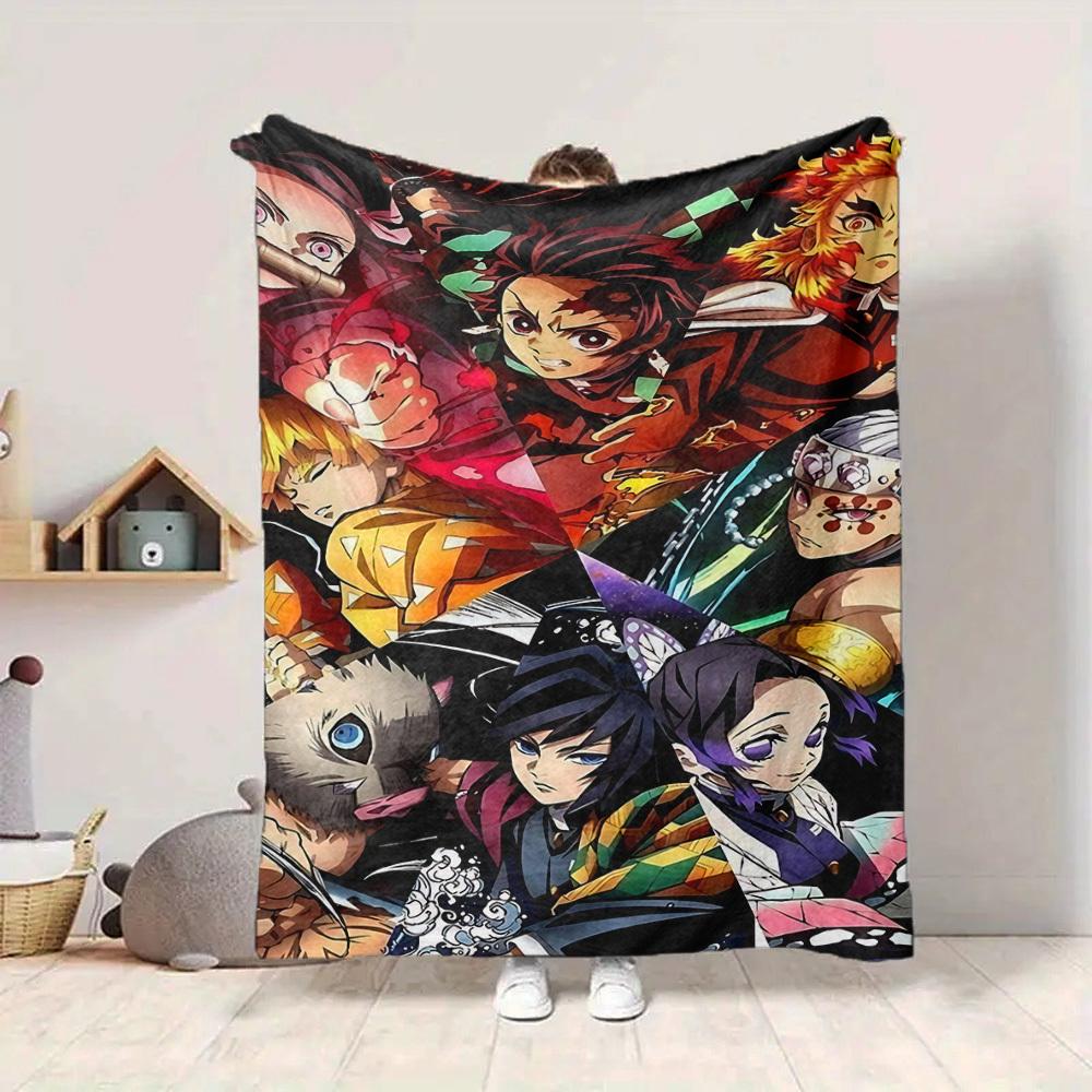 1pc Demon Slayer Blanket Lightweight Flannel Blanket Throw Blanket For Sofa, Bed, Travel, Camping, Livingroom, Office, Couch