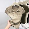 Lapel Sweater Knitted Sweater Women's Short-sleeved Summer New Slim-fit Short Small Top