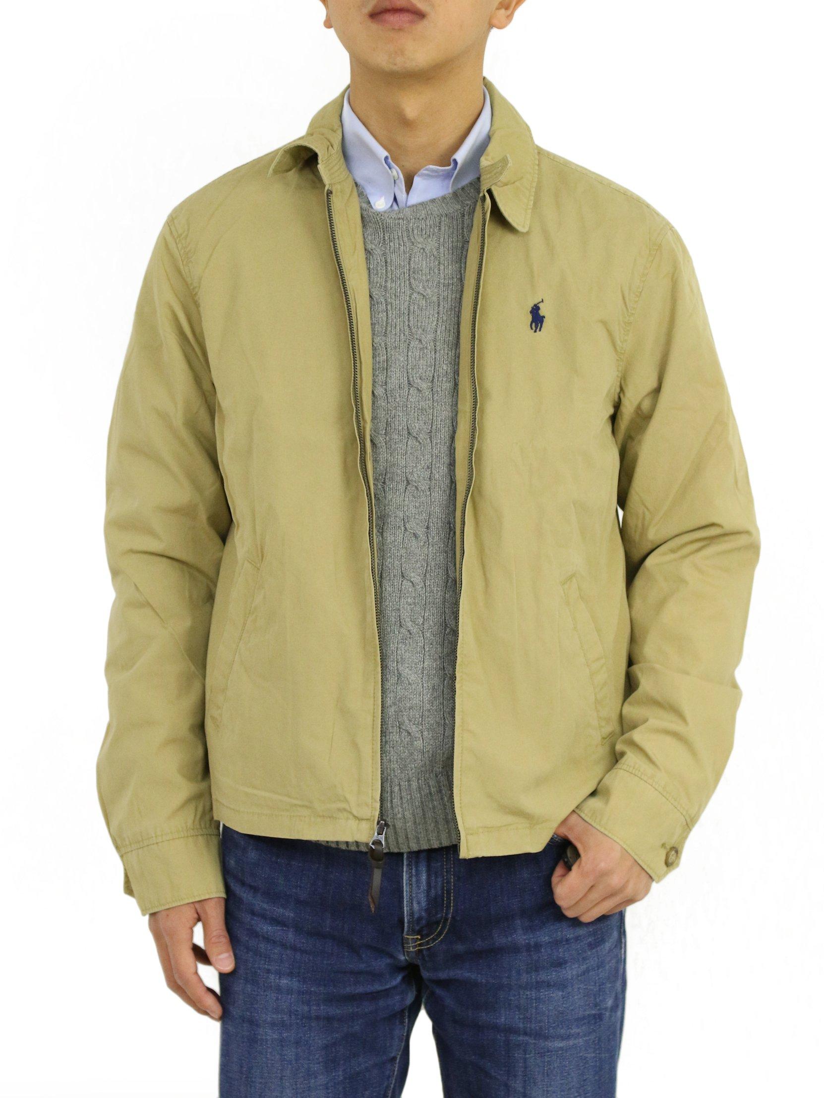 

POLO Ralph Lauren Cotton Windbreaker Swing Top Jacket with Men s One-Point Embroidery, 0101663-XXL-TAN [Used]