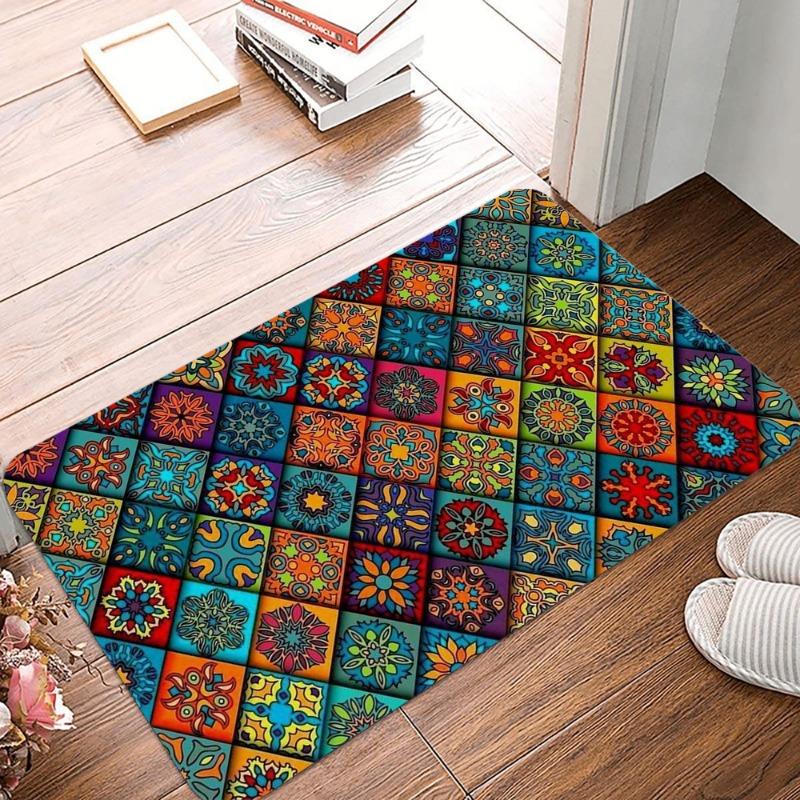 Bohemian Style Printed Non-Slip Waterproof Doormat Easy Clean Entrance Floor Mat Home Decor Durable Retro Classic and Beautiful
