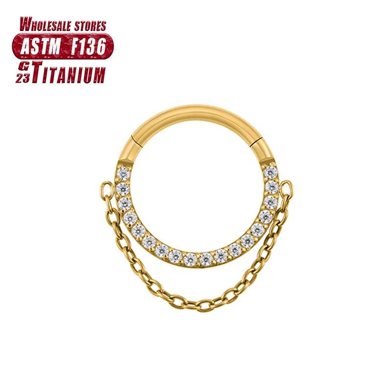 F136 Titan Piercing Septum Zirkon Ohr Tragus Knorpel Nasenringe Daith Helix Ring Clicker Schmuck für Damen Mädchen Geschenk