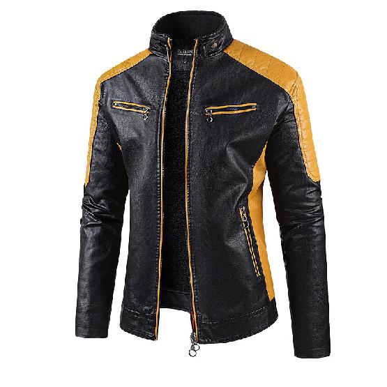 European Size Thin New Casual Leather Jacket for Men, Korean Style Slim-fit Trendy Youth PU Leather Jacket Men's Clothing