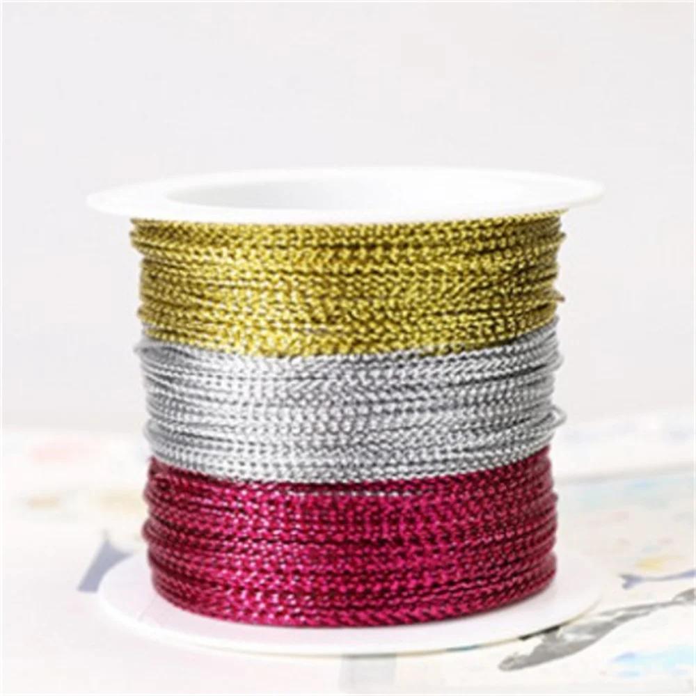 Meters Gold Silver Red Tag Line Bracelet Making Tying Rope Metallic Cord Packaging Thread Christmas Strap Ribbon Tinsel String