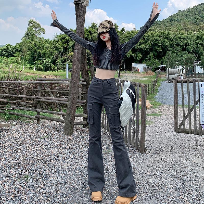 

Women s 2024 Spring High Waist Retro Flared Overalls - Slim Fit Casual Pants Extra Large