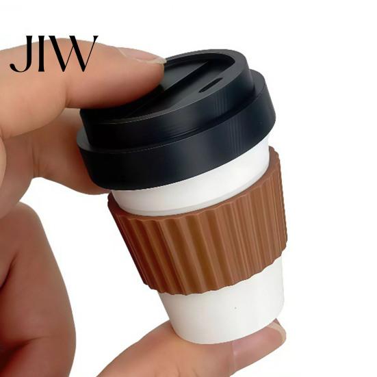 Stress Relief Clicker Toy 3D Printed Coffee Cup Clicker, Press Fidget for Relief, Backpack Hanging Finger with Ball Chain