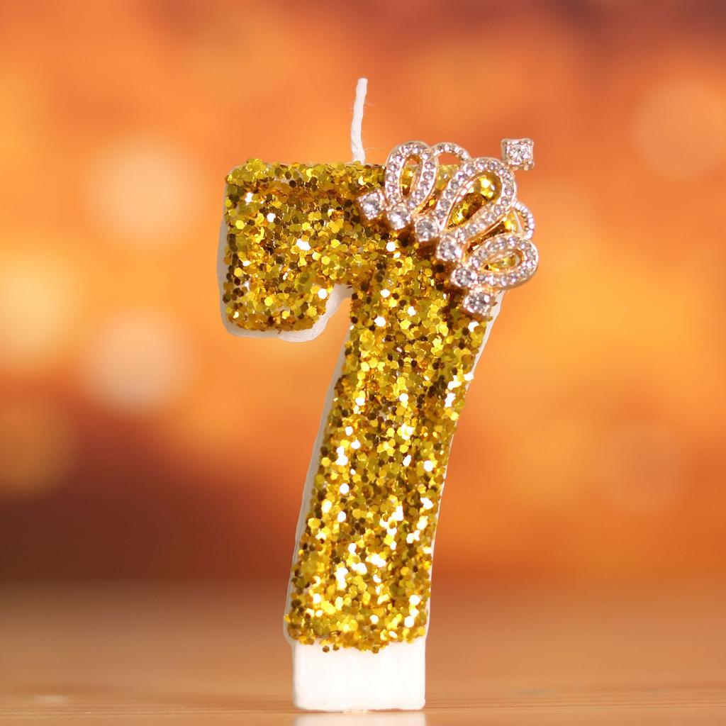1pc Golden Crown Number 0-9 Cake Decor Candles for Birthday Wedding Anniversary Party DIY Cake Decoration Supplies