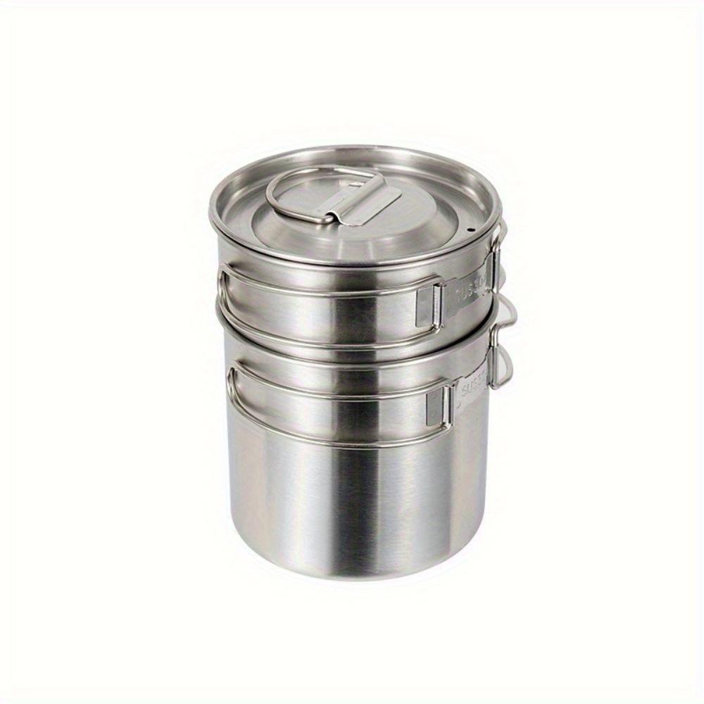 304 Stainless Steel Mug 2pcs Set, Folding Handle Coffee Cup, Outdoor Camping Portable Cookware Pot