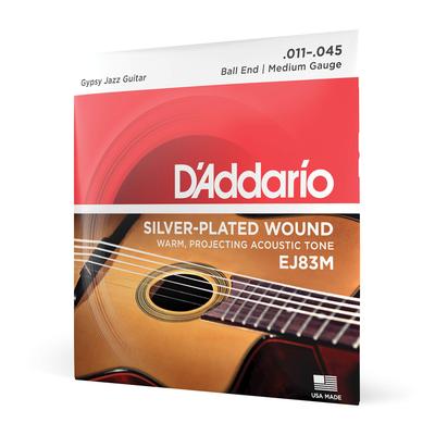 Gypsy Jazz Guitar Ball EJ83M D'Addario Strings, End, Medium, .011-.045,