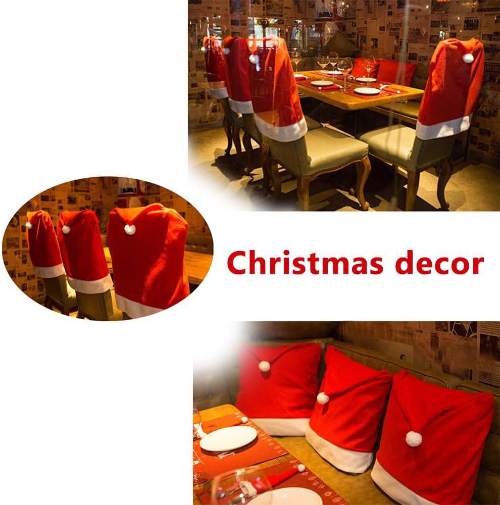 4-Piece Flannel Christmas Chair Covers, Holiday Kitchen Stool & Restaurant Decor