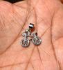 925 Sterling Silber Cz FAHRRAD RAD Anhänger, Hochglanz, Schlichtes Design Elegant, Minimal Minimalistischer Schmuck, Charm Anhänger, #2