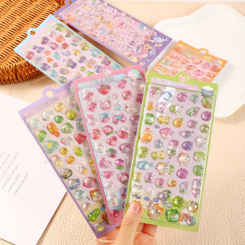 Solid Style 3D Embossed Gem Crystal Stickers Cute Decorative Patterns for Mobile Phone Case DIY Craft Decoration Supplies