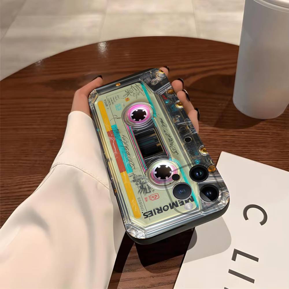 Vintage Cassette Tape Retro Phone Case for iPhone 17 Air 16 15 11 12 14 13 Pro Max Shockproof Cover