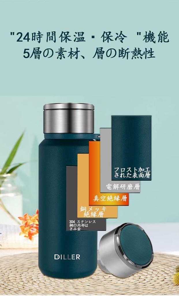 Stylish Water Bottle, 800ml-1.5 Liters, TeaWater Separator, Filter Basket, Tumbler with Lid, Spill-Resistant, Insulated, for Boys and Girls (Black,